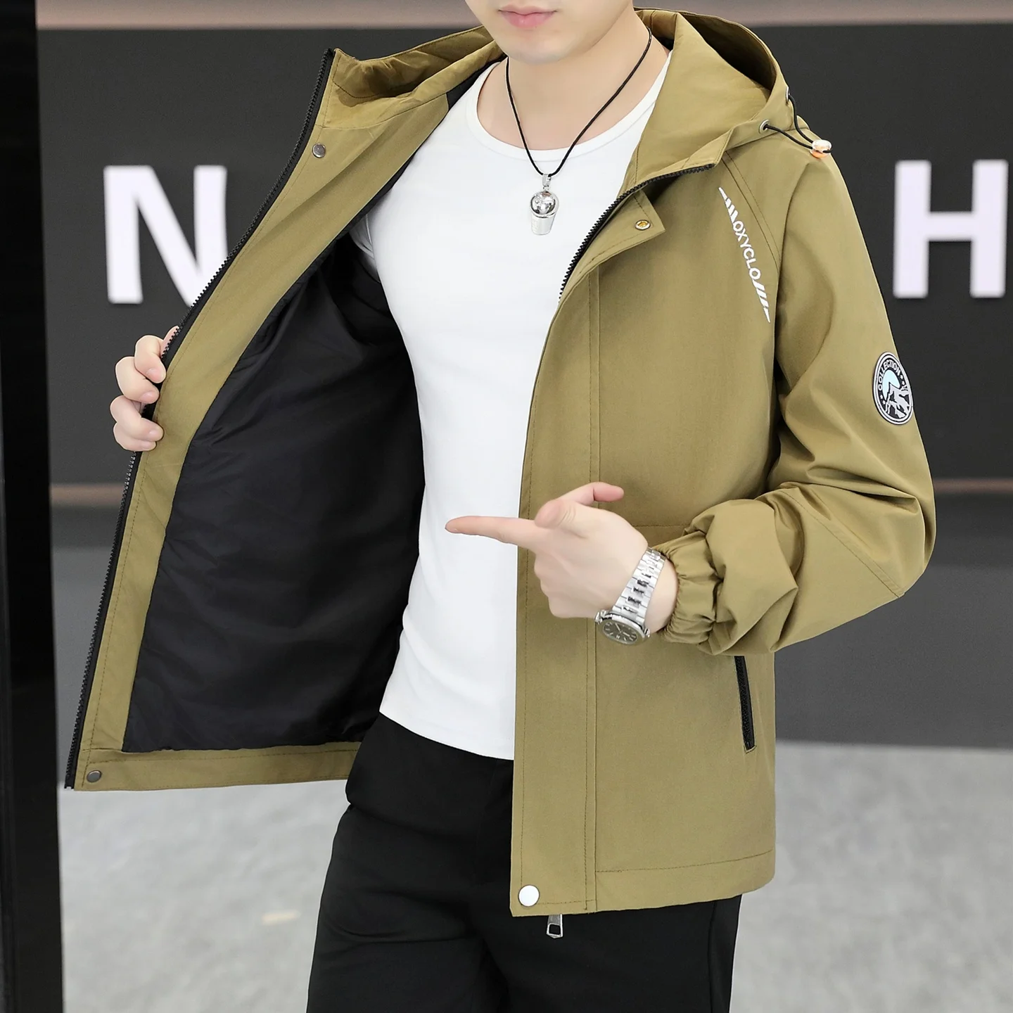 2025 Spring Autumn Men's Hooded Jacket Stylish Casual Versatile Handsome Korean Version High-End Feel Outerwear for Youth