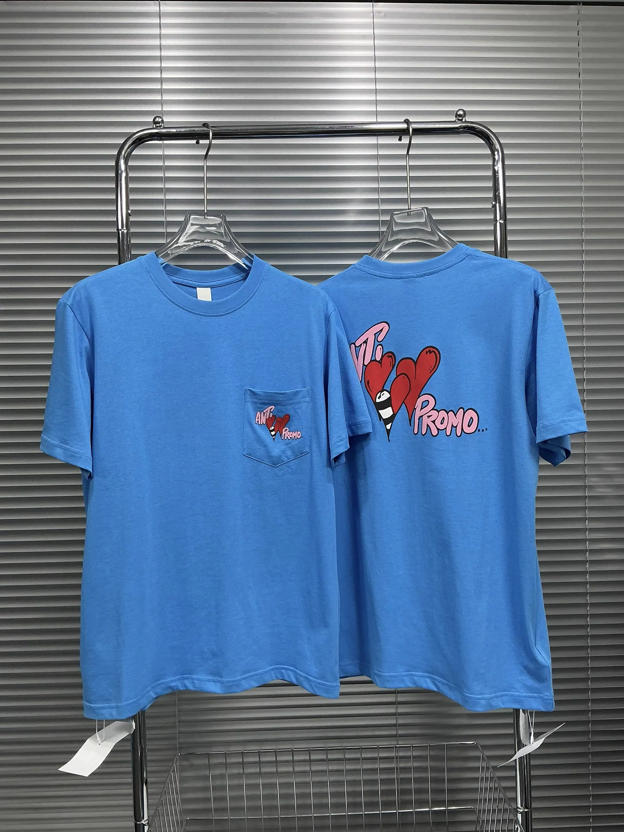 Matty Boy Anti Promo Letter Pocket Sea Blue Short Sleeve Tee