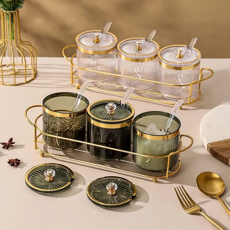 Creative Stripe Transparent Spice Jar Spice Food Storage Bottle Home Kitchen Utensils Salt Chili Jar Storage Box Home Decoration