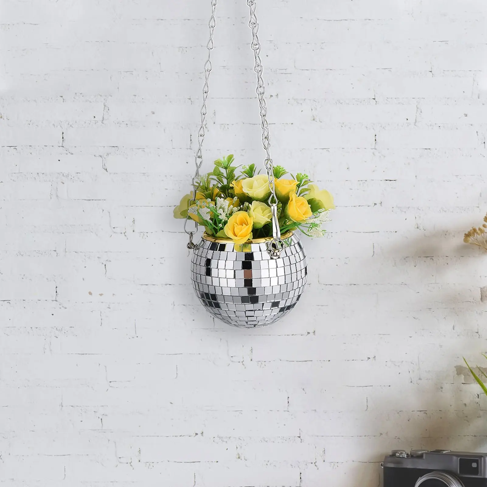 Disco Ball Planter Large Capacity Multifunctional Hanging Disco Ball Flower Pot for Gardens Terraces
