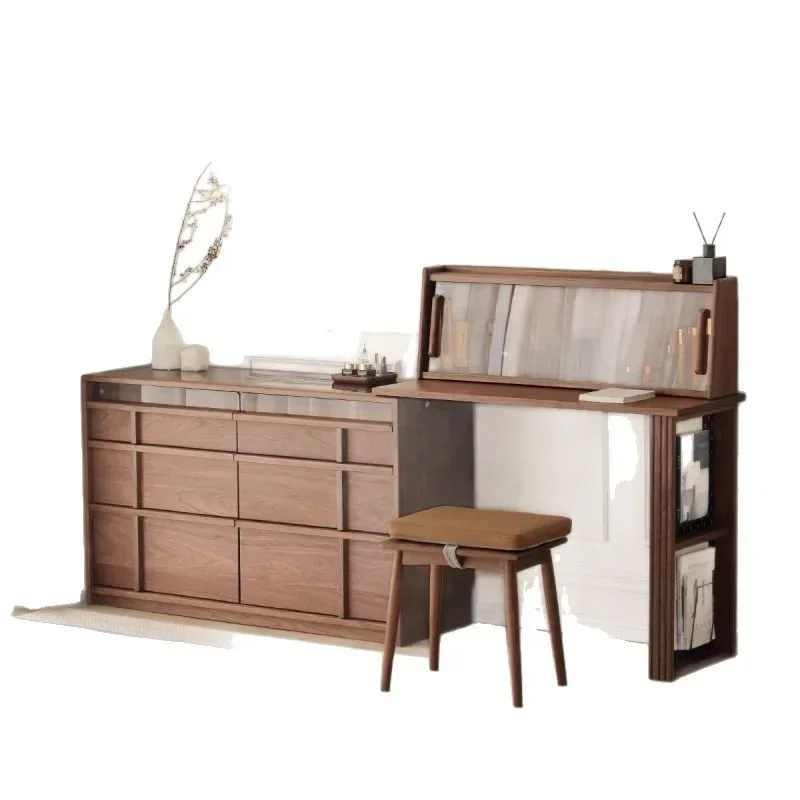 

North American black walnut bedroom dresser pure solid wood master bedroom minimalist bone line makeup