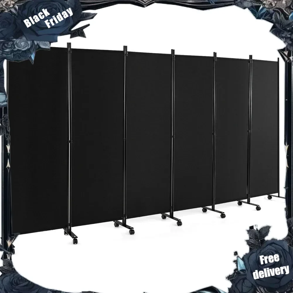 

Room Divider, Large Folding Privacy Screen, Rolling Partition Room Dividers for Home Office Studio Separation