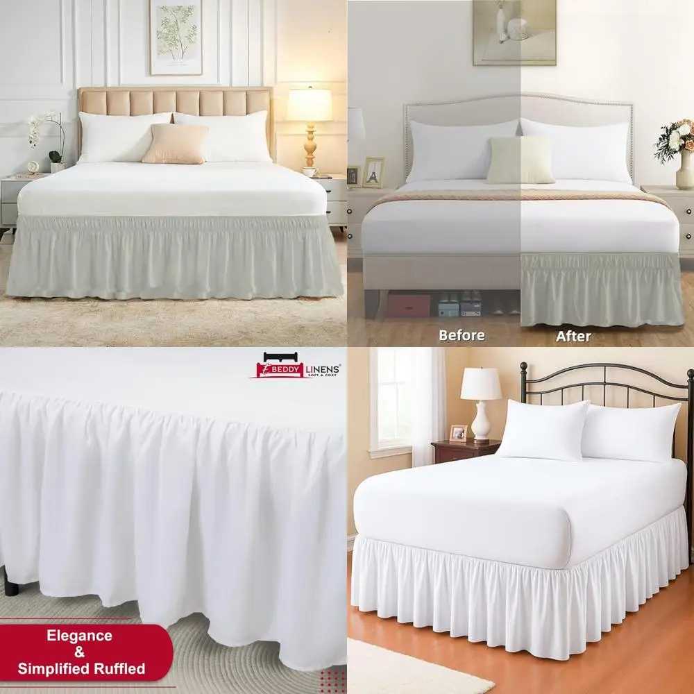 

Twin XL College Dorm Bed Skirt 39x80 with 36 Inch Drop Adjustable Elastic Ruffle Design Privacy Cover