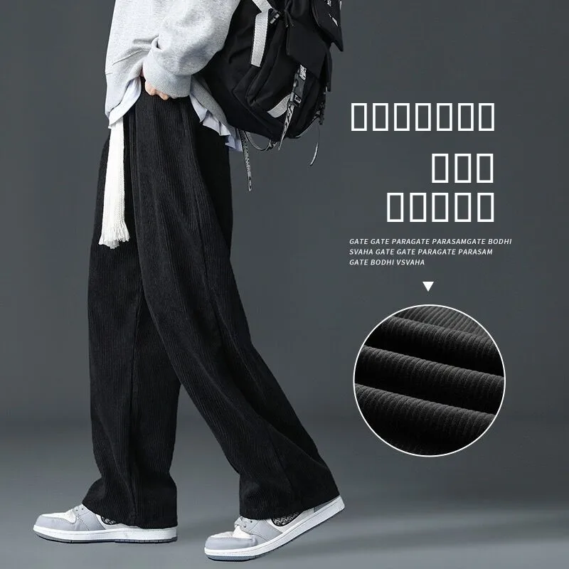 

Corduroy Men's Sweatpants Spring Autumn 2024 New Trendy Brand Straight Loose Floor-Length Sports Casual Long Trousers