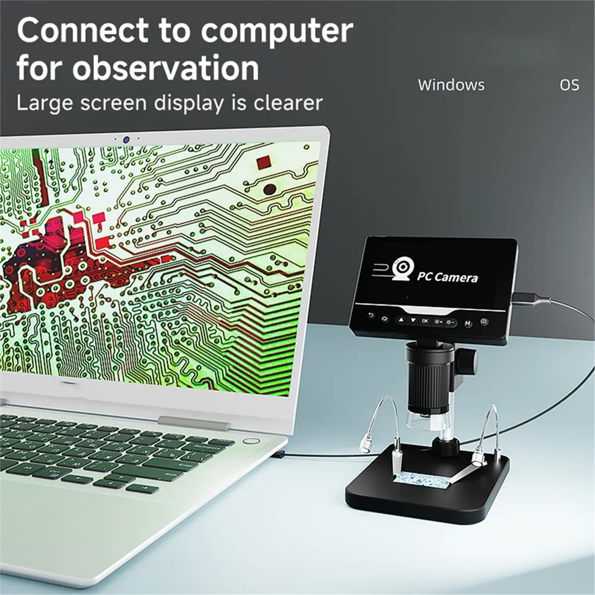 

Портативный цифровой HD-микроскоп A72U с 2-мя источниками света для ремонта печатных плат и промышленной инспекции, увеличение 5-1000X