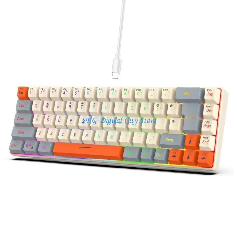

U75B Colorful ARGB Backlits 68 Keyboard,Thin Film Technology, Ergonomic for Gamers and Office Workers Colorful Experience
