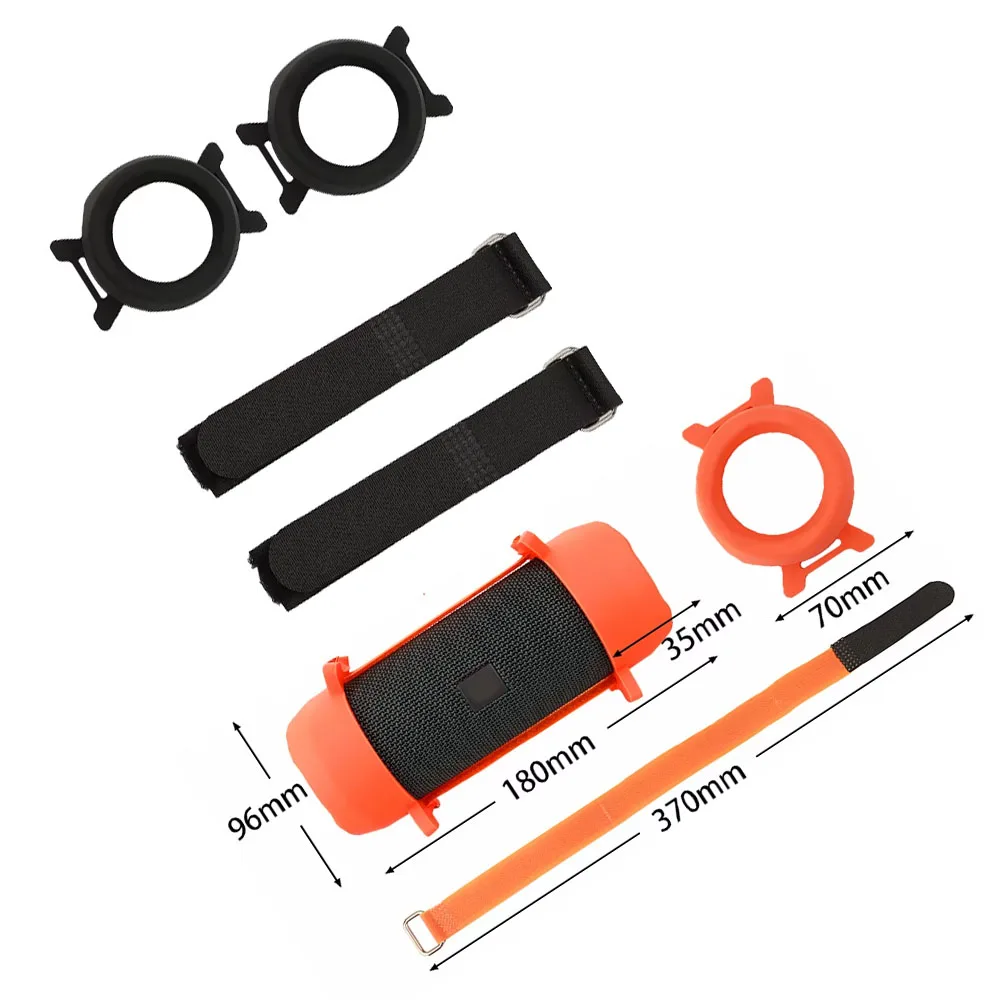 

Silicone Protective Case for JBL FLIP ESSENTIAL 3SE Shockproof Cover with Adjustable Strap Anti Scratch Orange Black