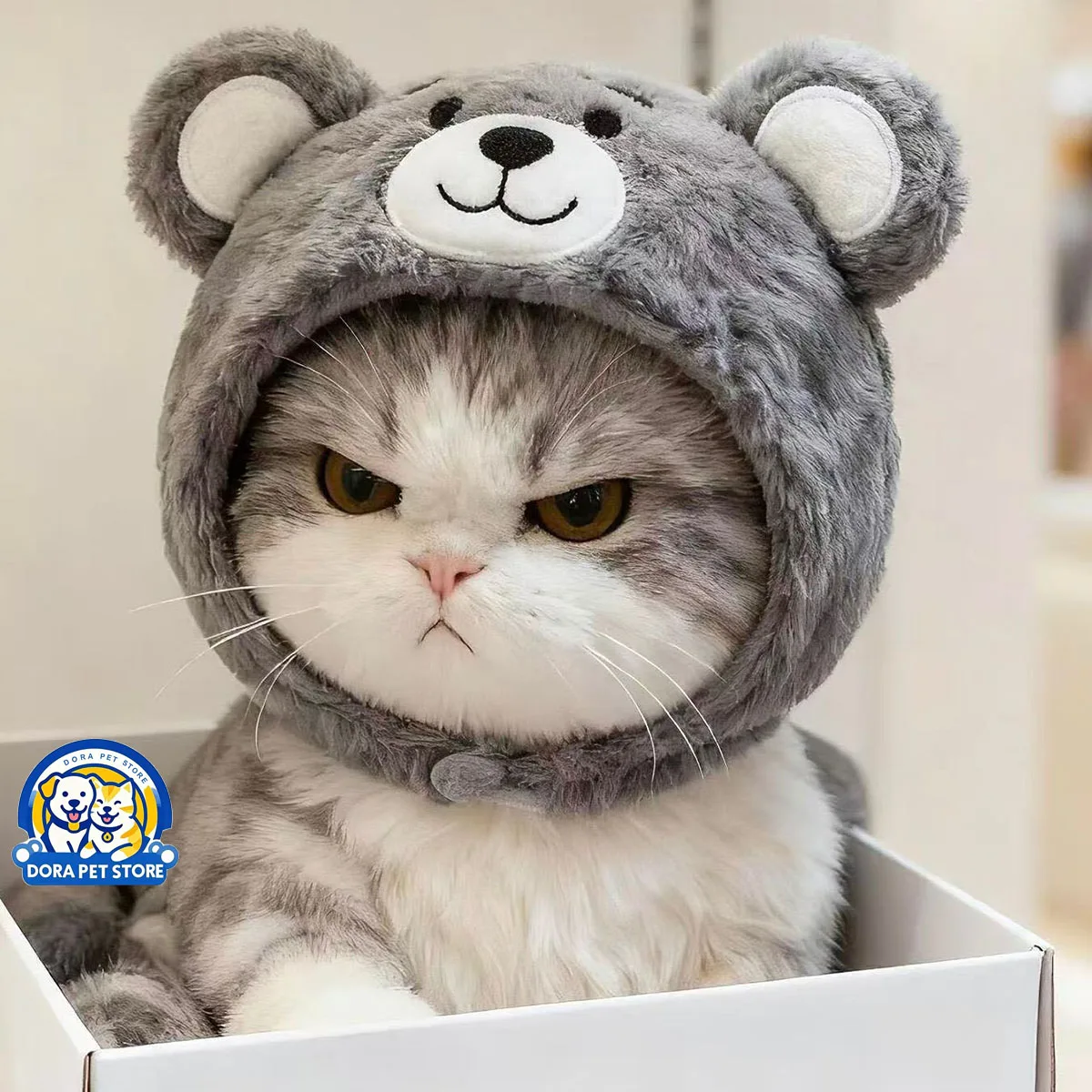 

New Bear Baby Head Pet Doll Headset Photo Dress Plush Doll Cute Decoration