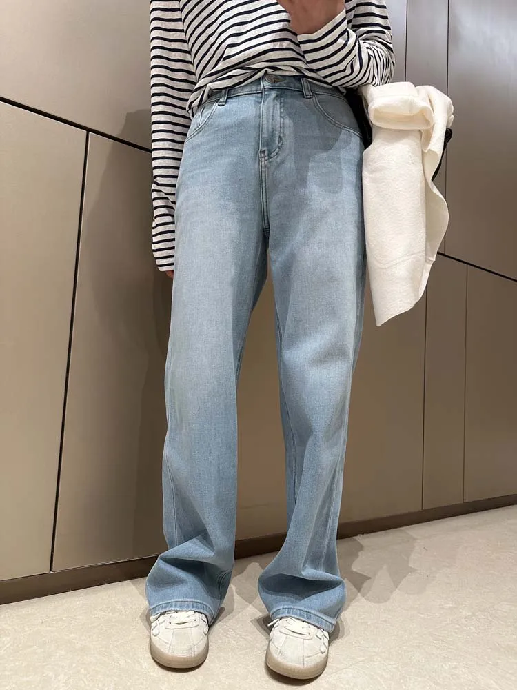 

High Waist Wide Leg Jeans Women's Loose Fit Straight Leg Slimming Light Wa Denim Pants Casual Trousers Breathable Cotton