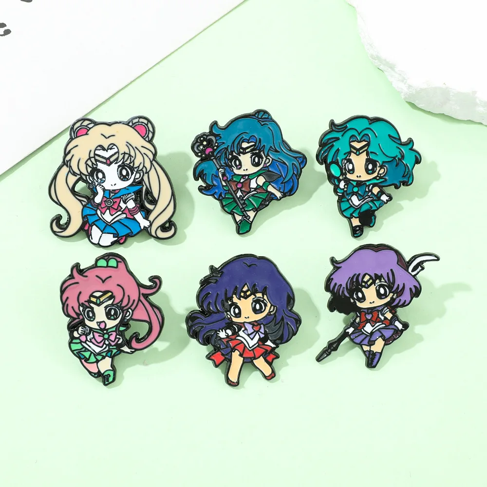 Anime Cartoon Kawaii Magical Girl Series Enamel Brooch Badge Hat Clothing Jewelry Accessories Gifts Suitable for Girls