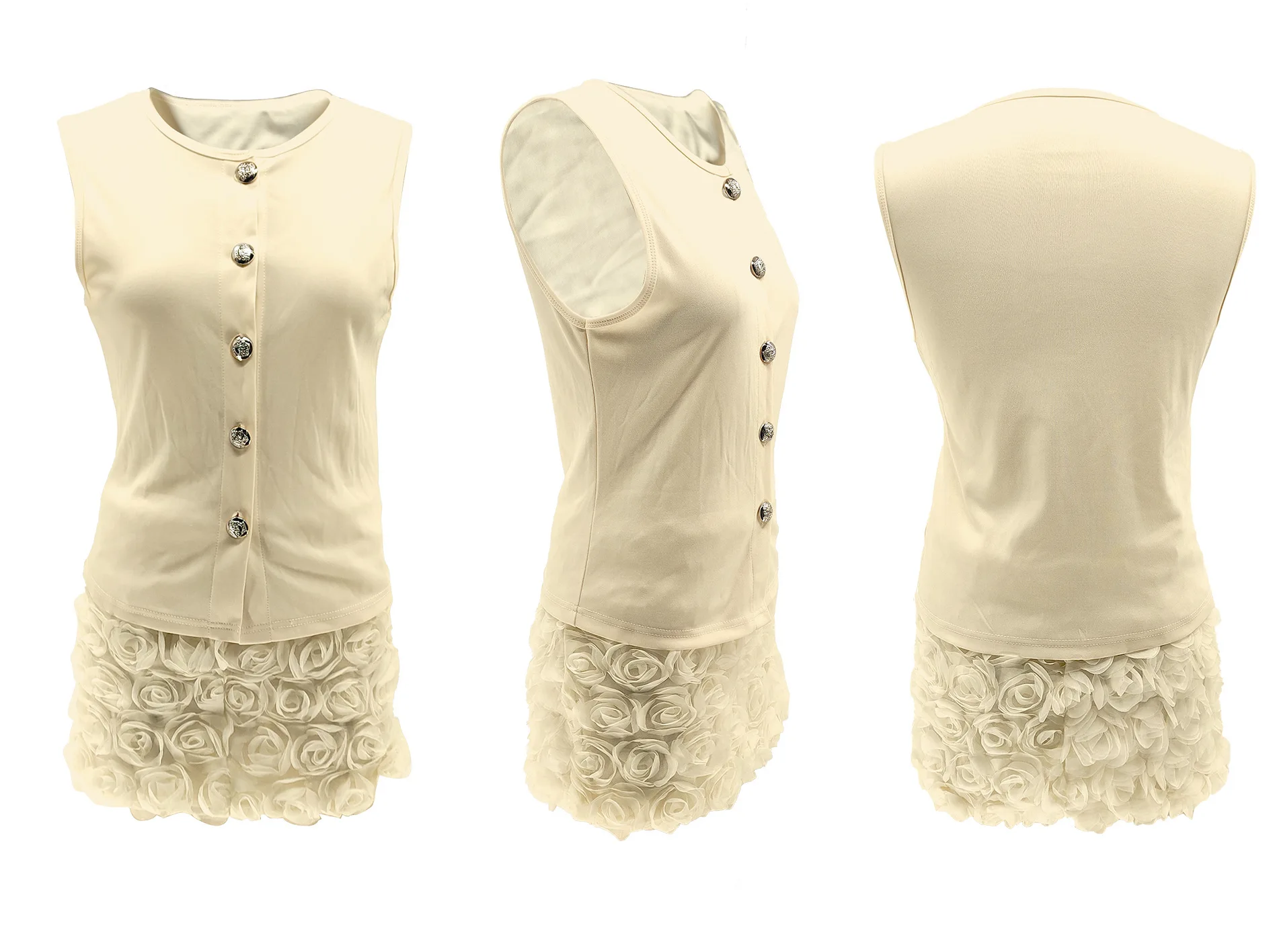 شقيقة ستار المرأة مثير هوتي بلون بلا أكمام أعلى ثلاثي الأبعاد زهرة الدانتيل التفاف الورك نصف تنورة قطعتين مجموعة