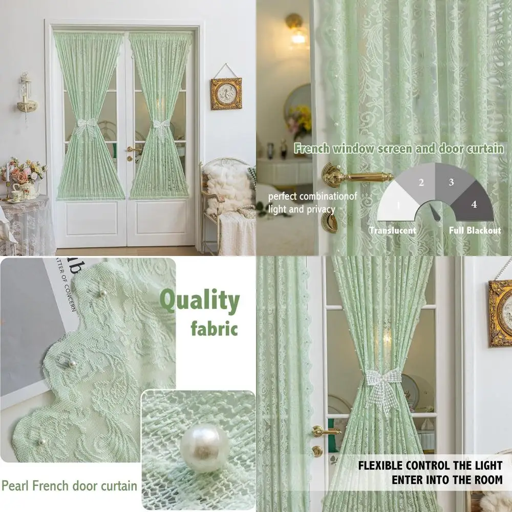 

Набор оконных штор с зеленым кружевом и галстуком-бабочкой, без клея, светофильтрация, 26x73 дюймов