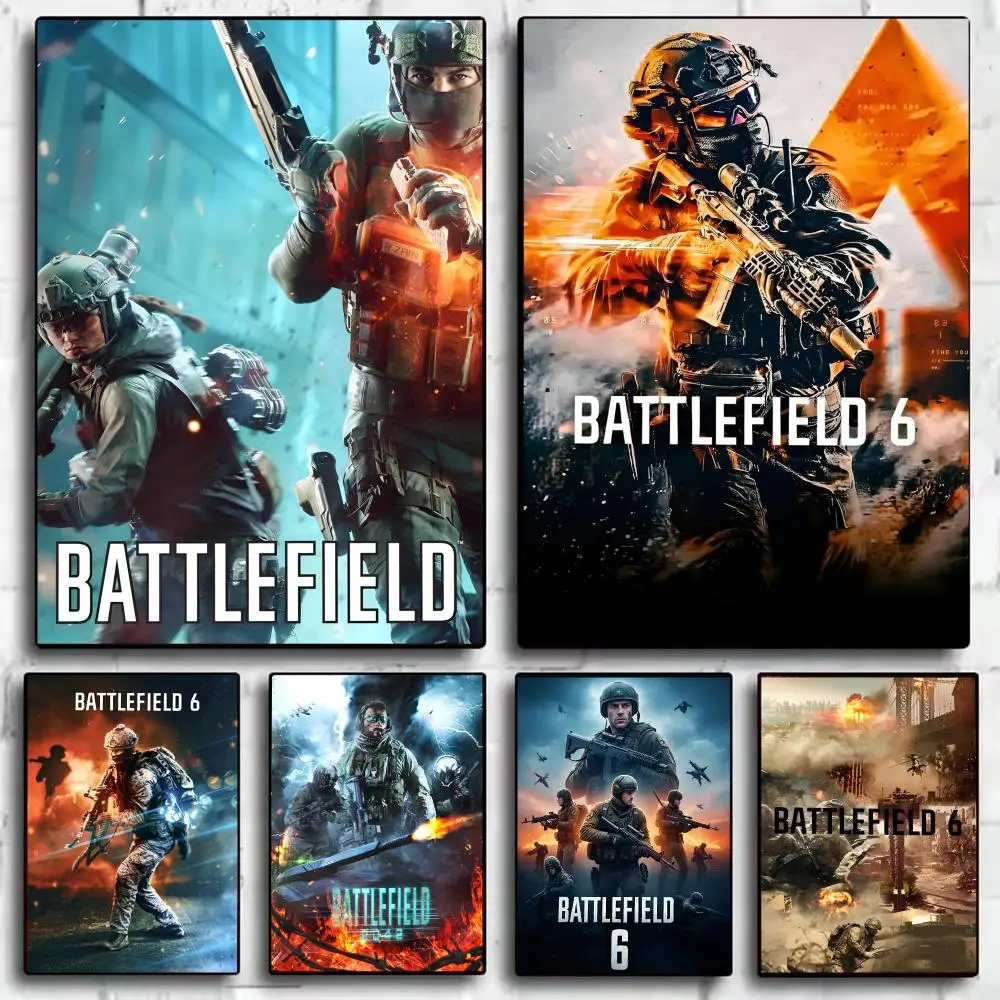 Póster B-Battlefield 6, pegatinas de pared autoadhesivas HD, pintura mural, calcomanías para dormitorio y sala de estar, regalo de decoración para el hogar