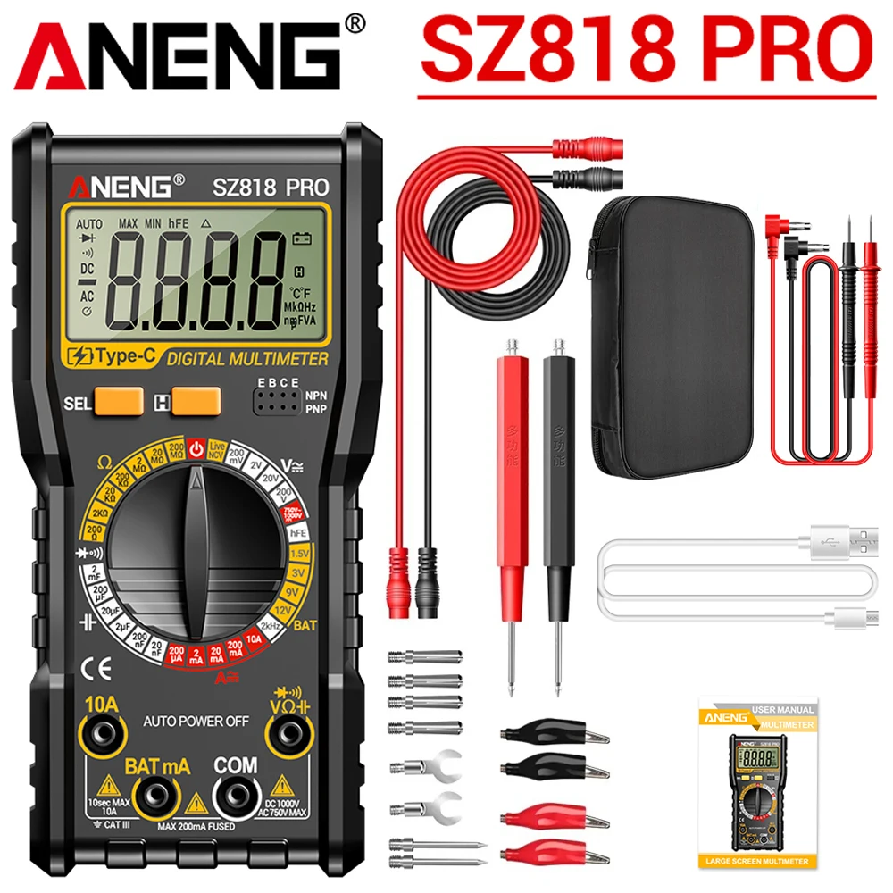 ANENG Digital Multimeter Tester SZ818 PRO AC/DC Voltage Current