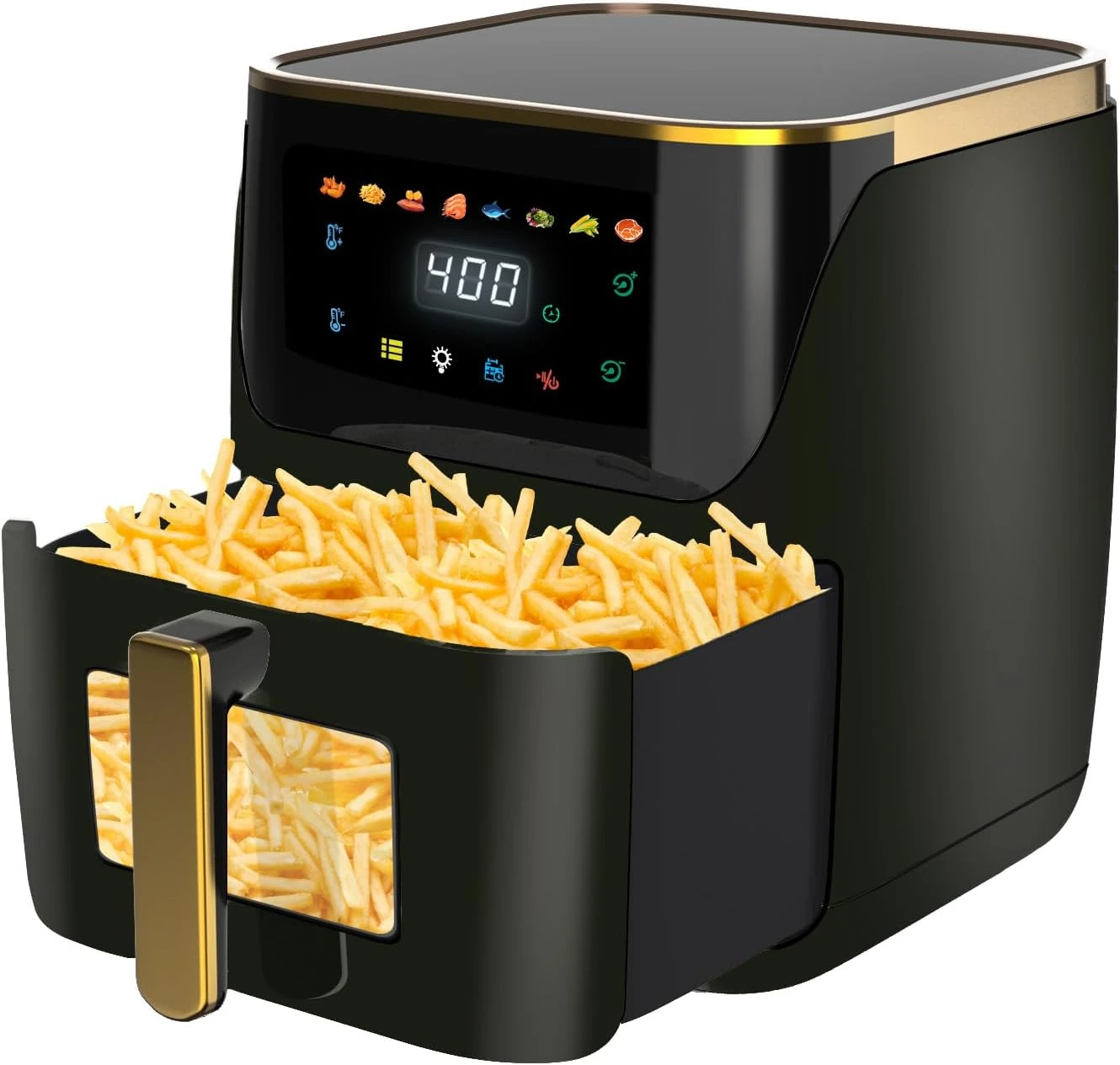 หม้อทอด Air fryer ขนาดครอบครัวใหญ่8.5Qt หน้าจอสัมผัสดิจิตอล8-in-1หน้าต่างดูง่ายอากาศทอดเร็ว1750W ถึง400 ℉ อัตโนมัติ