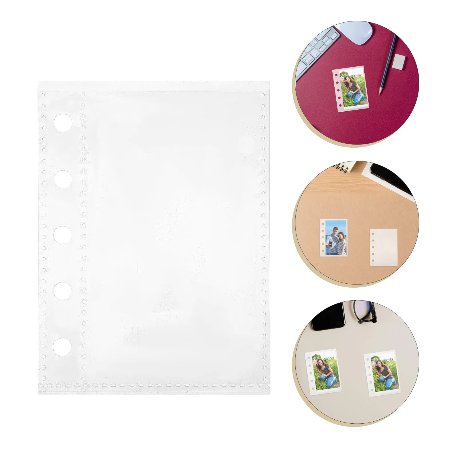 

10 Sheets Photo Album Inner Pages Double Sided Transparent M5 Binder Sleeves Clear Plastic Card Sheets for 5 Ring Binder