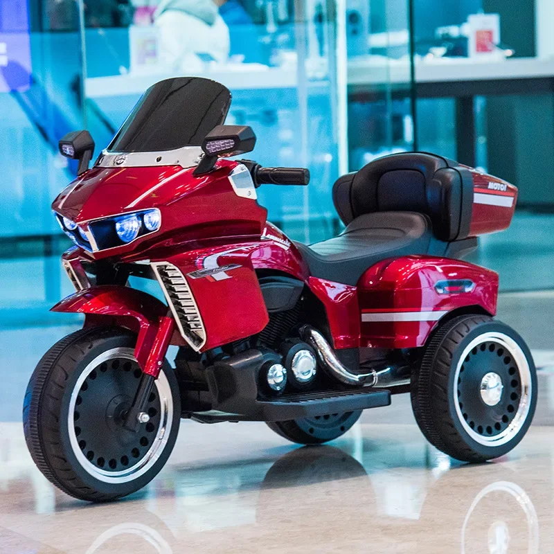 With Remote Control 2-8-Year-Old Larger Children's Electric Can Sit adult Three wheeled Two Person Charging Toy Motorcycle