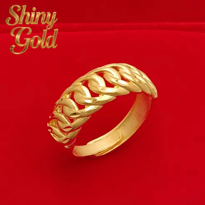 

ShinyGold Luxury 24K 9999 Pure Gold Real Gold Men's Women's Twist Rope Ring Opening Adjustable