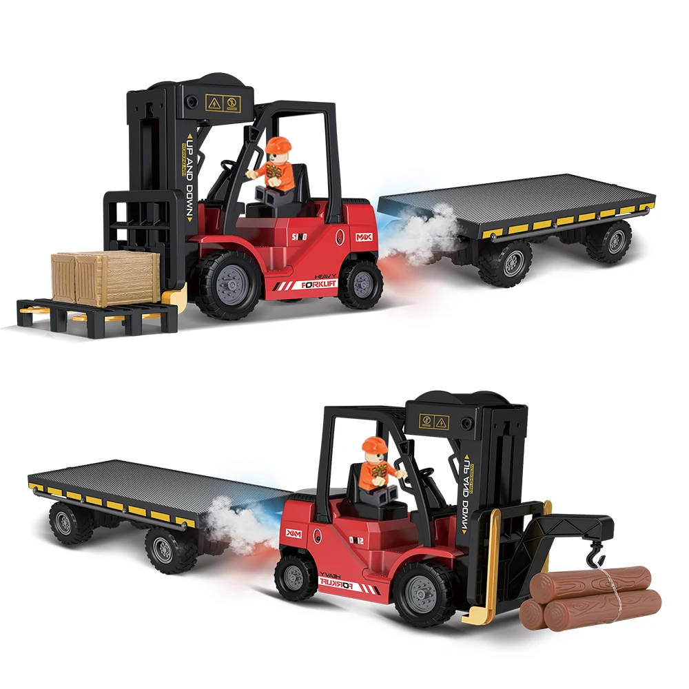 1:24 Remote Control Forklift 11 Channel Alloy Light Music Spray Remote Control Forklift Carriage Engineering Vehicle Kids Gift