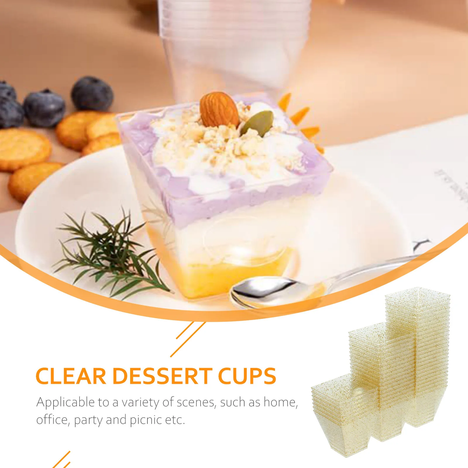 

50 шт. десертные стаканчики, прозрачные многофункциональные пластиковые закуски, вечерние принадлежности, пудинг, мусс, тирамису, сервировочные стаканчики для мелких закусок