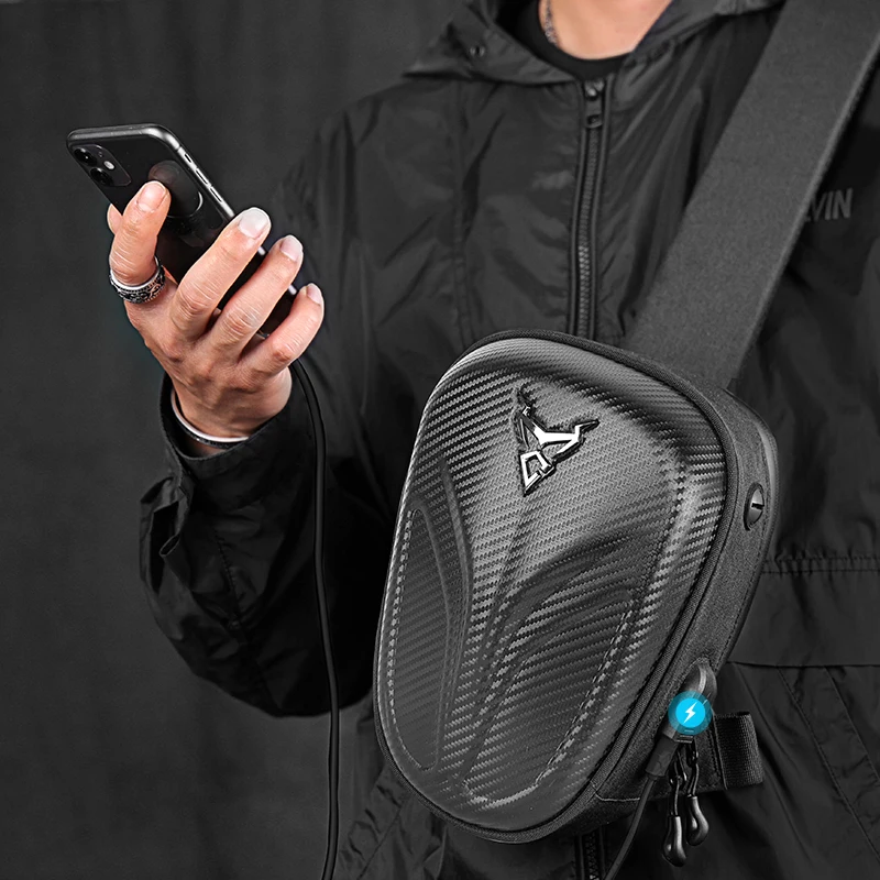 Motocentric Chest Bag Men Crossbody Bag Waterproof Femail Shoulder Bags USB Carbon fiber Motorcycle Drop Leg Bag  Travel Pack