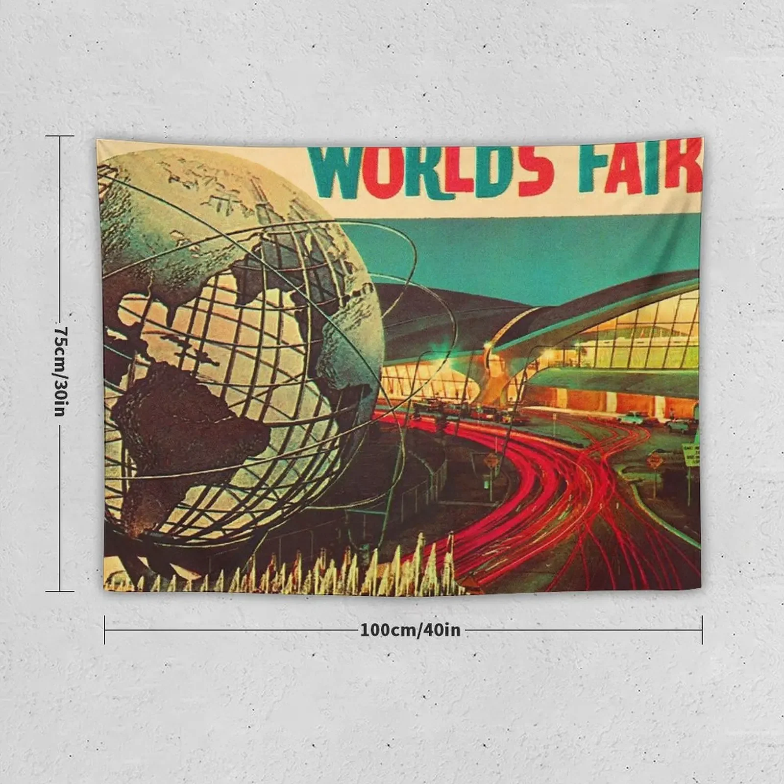 vintage poster, World's Fair 1964 Poster, New York World's Fair 1964, Unisphere, Flushing Meadows, NYC, Tapestry