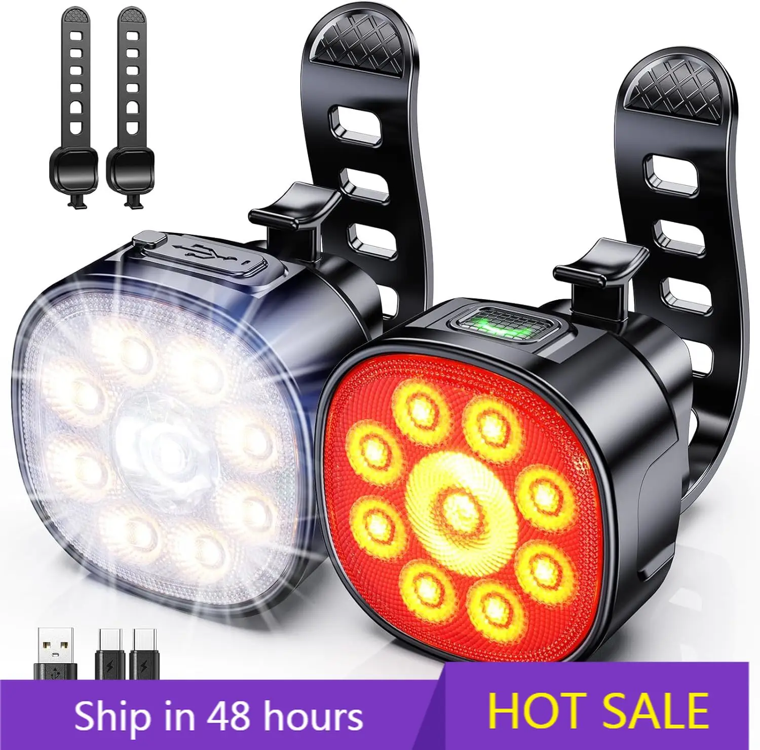 

POWER LEAPBicycle Light [8+7 режимов] передние и задние фонари, сверхяркое освещение, водонепроницаемость для безопасной езды в день и ночное время