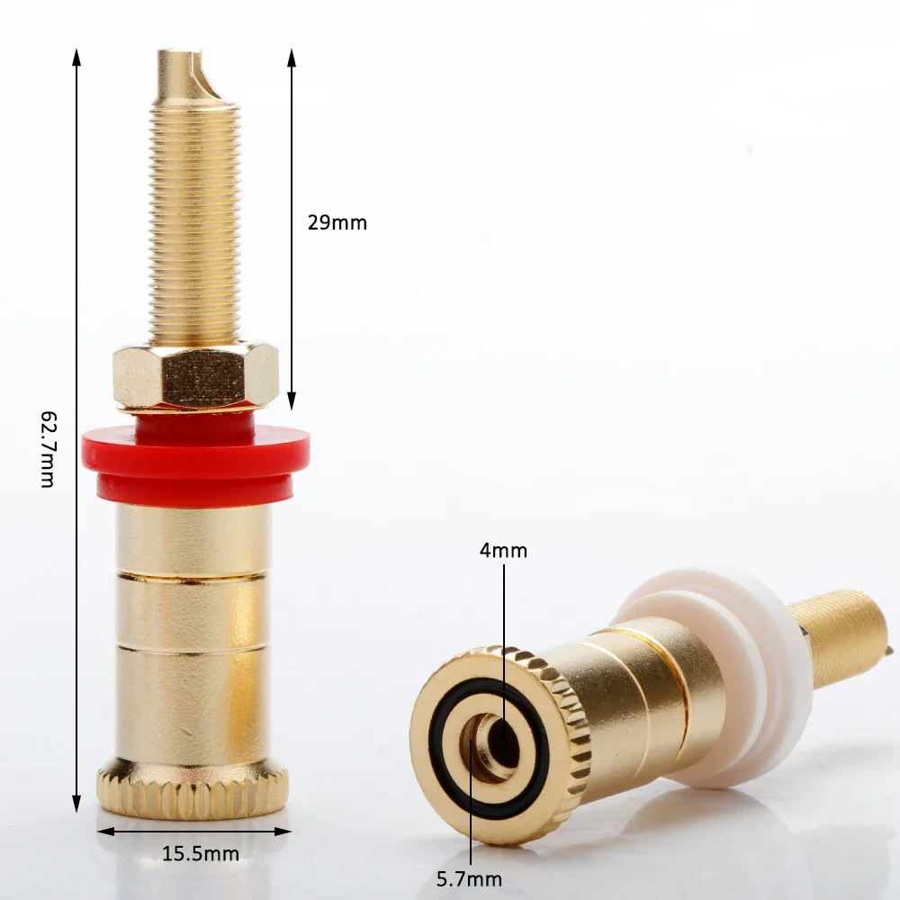 4pcs/set BA1114 Gold Plated Copper Speaker Binding Posts Terminal Connectors WBT style amplifier terminals connector Plug HIFI