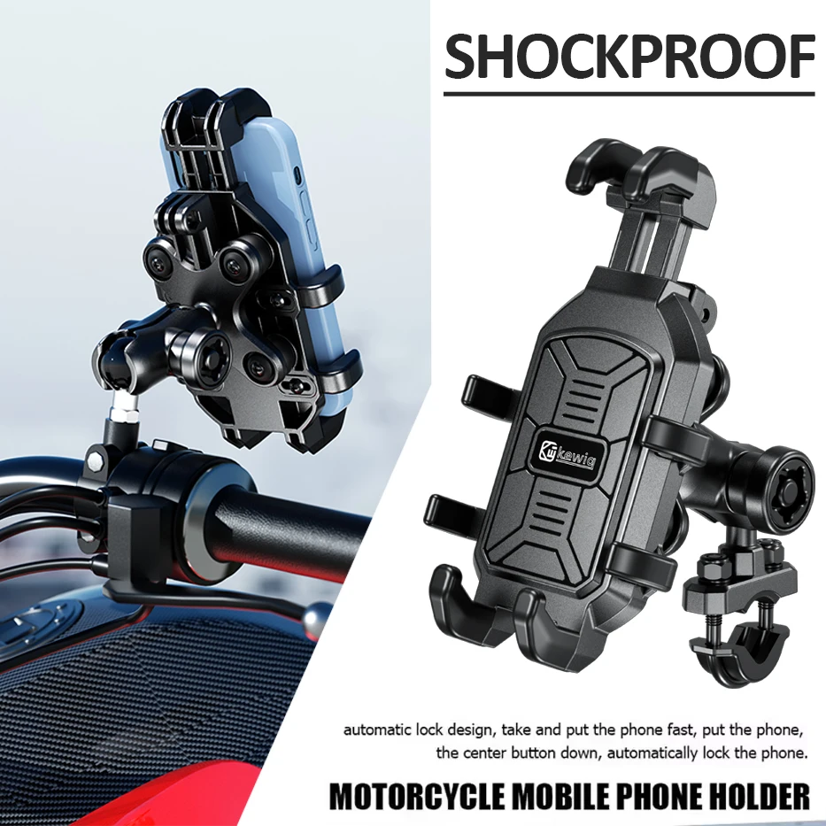 

360 Rotation 4 Vibration Dampener Anti-Thief Motorbike Bicycle Bike Scooter Phone Stand Mount Shockproof Motorcycle Phone Holde