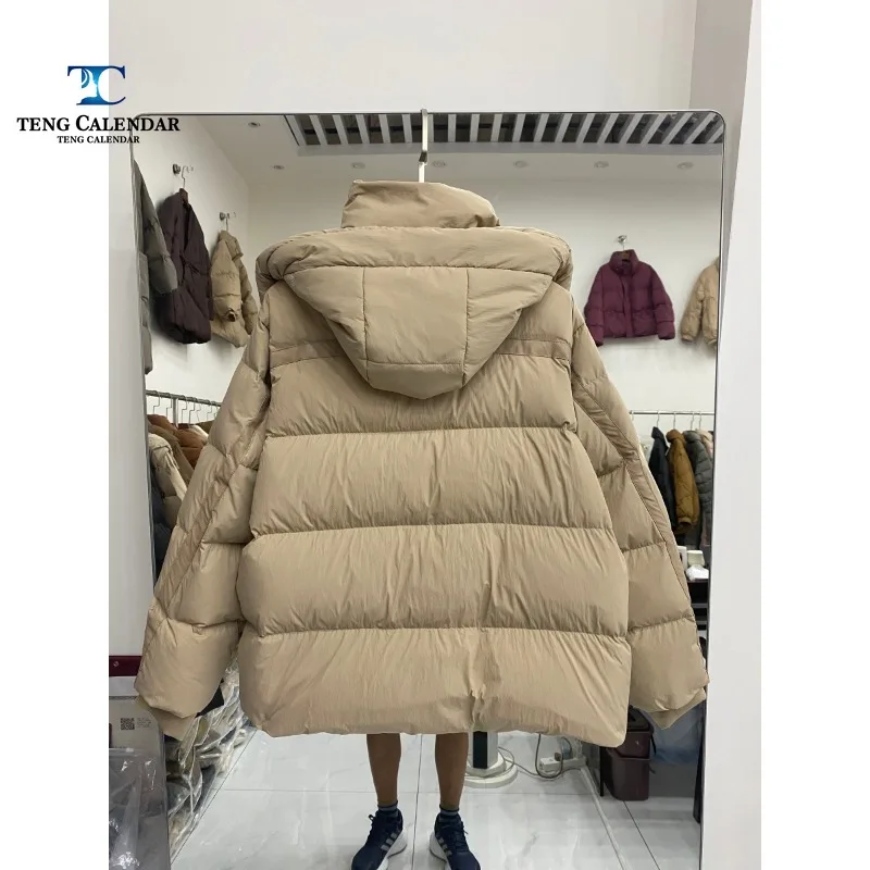 Artistic Puff Down Jacket, Loose, Fashionable and Simple, Slim and Detachable Hat Bread Jacket, 2024 Women's Winter New Style