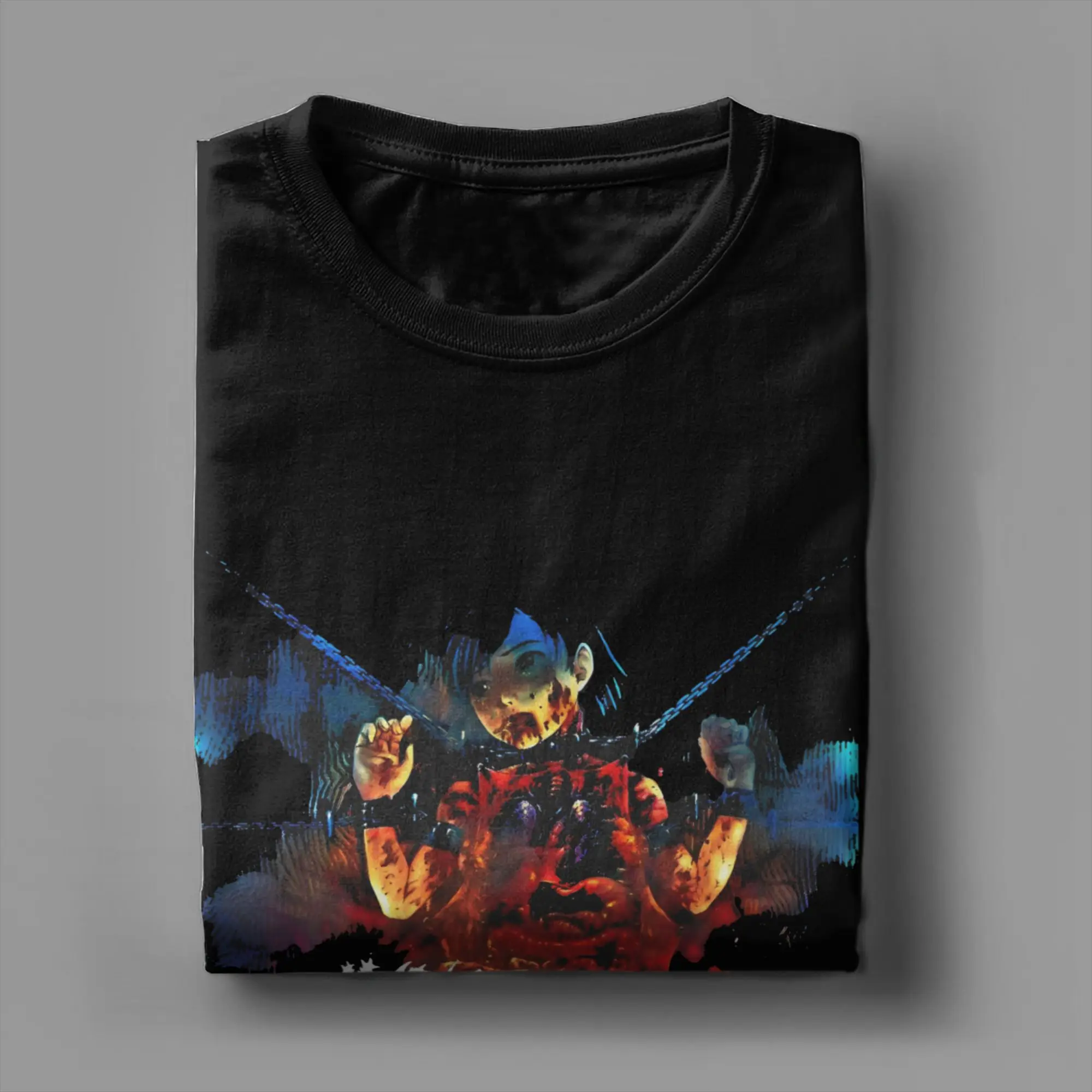 Yandere مصنع المنشار بالمنشار صلصة الذهب الأسود الظلام روك أنيمي البعد الثاني تي شيرت الموسيقى تي شيرت الصيف القطن تيز