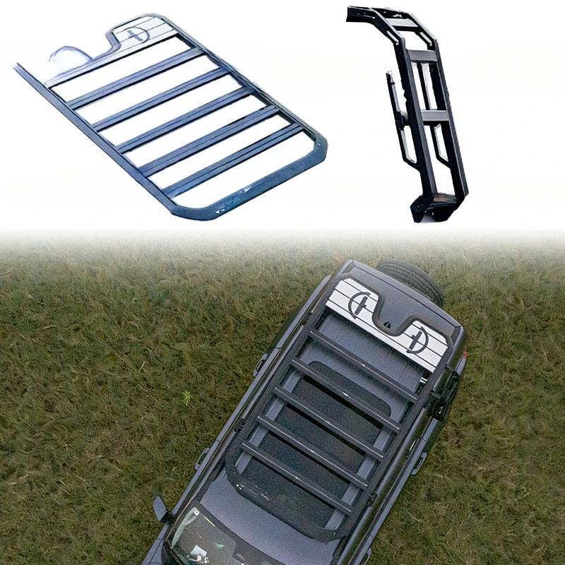 

For H9 2025 New Design 2-Pieces Off Road Luggage Carrier With Spoiler Aluminum Alloy Roof Rack Side Ladder