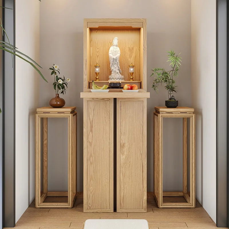 Black walnut new Chinese shrine vertical cabinet modern household shrine God of Wealth offering Taiwan Bodhisattva Guanyin