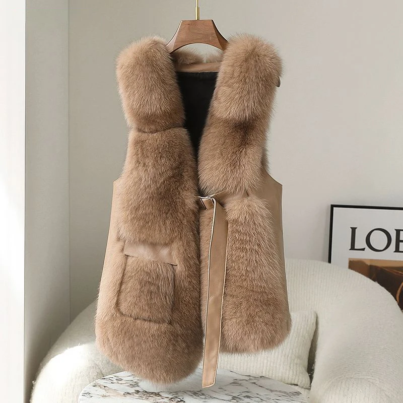 Manteau en fourrure de renard véritable pour femme, manteau entier importé de la Finlande, vernis irrégulier, haut précieux, pur, hiver, nouveau, 2023