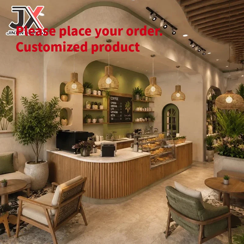custom.Full Store Custom Design Luxury Cafe & Bread Shop Coffee Bar Counters Durable Premium Retail Commercial Bakery Display Ca
