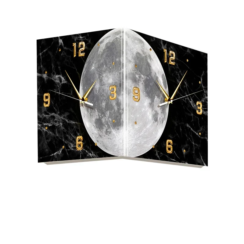

Stereoscopic luxury Corner clock luminous double-sided wall clock led art clock