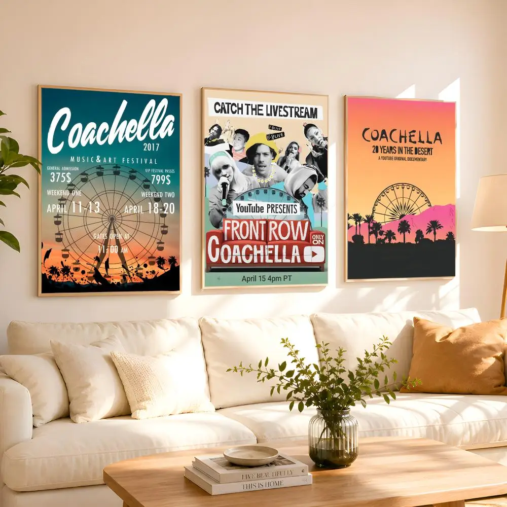 C-Coachella Festival Poster 1PC HD Matte Peel And Stick Wall Decor For Bedroom Living Room Dorm Office