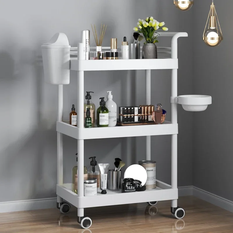 Acrylic Barber Shop Beauty Salon Auxiliary CartLarge Capacity Display ShelfHousehold Multilayer Mobile Storage Rack New Arrivals