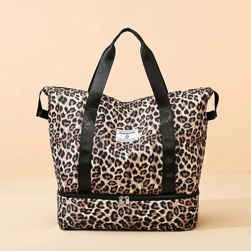 Modische Leopardenmuster-Reisetasche Sport- und Fitnesstasche Yoga-Handtasche Geeignet für Reisen, Fitness, Tourismus, Yoga und Andere Aktivitäten – Detail 3
