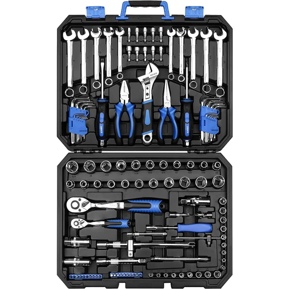 

DEKOPRO 118 Piece Tool Kit Professional Auto Repair Tool Set Combination Package Socket Wrench with Most Useful Mechanics Tools