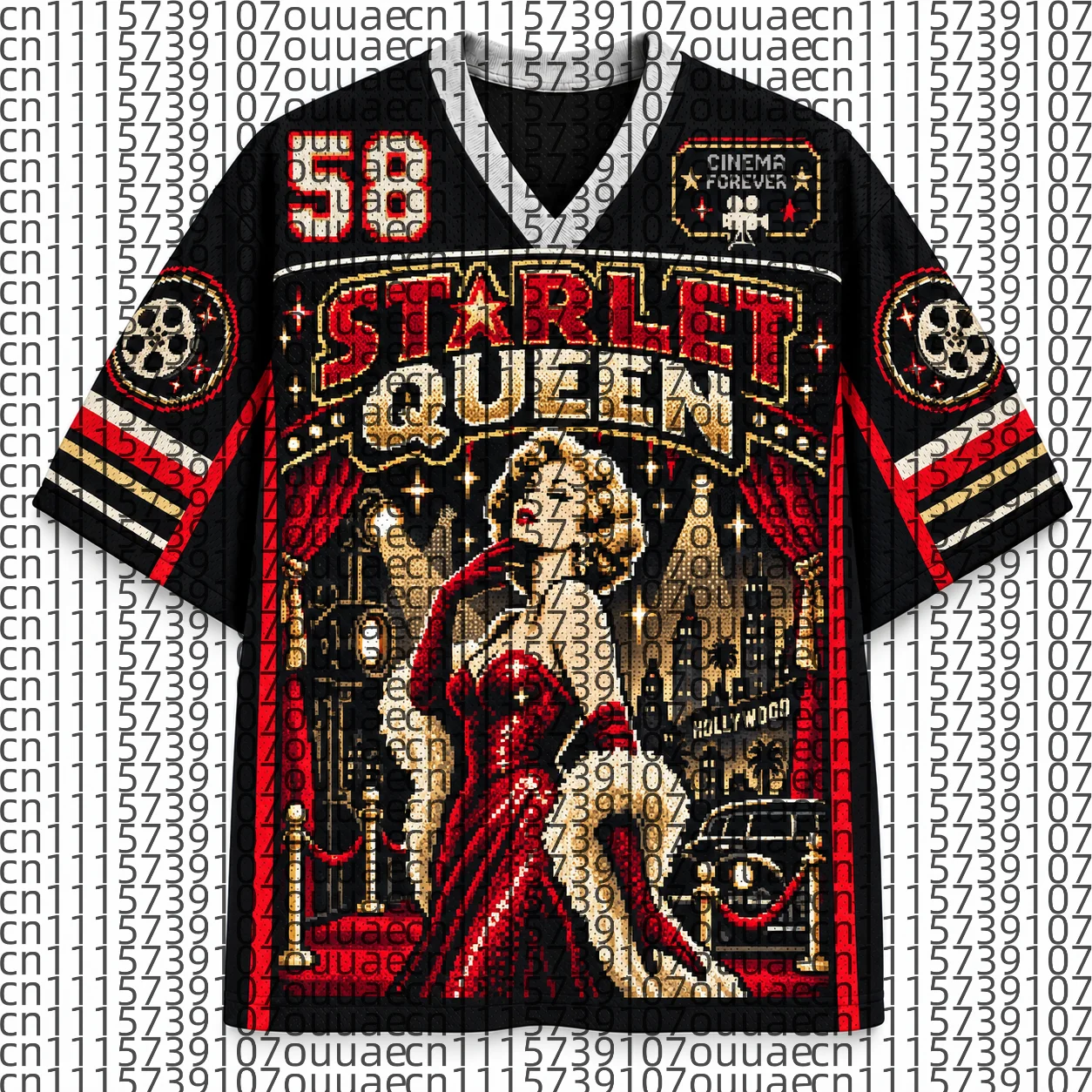 2026 Popular 80s Themed Sports Fashion Short Sleeved V-neck Mesh Streetwear Retro Band Movie Game Fan Gift T-shirt