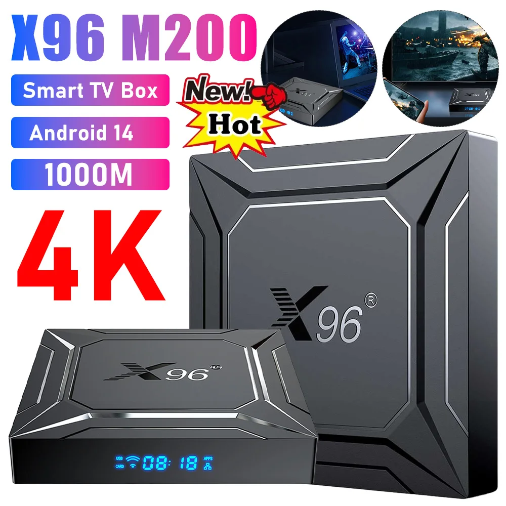 X96 M200 Android 14 Smart TV Box Amlogic S905X5M 4GB 64GB 1000M Android TV Box 2.4G&5G Dual WIFI TV Box DDR4 Smart Set Top Box