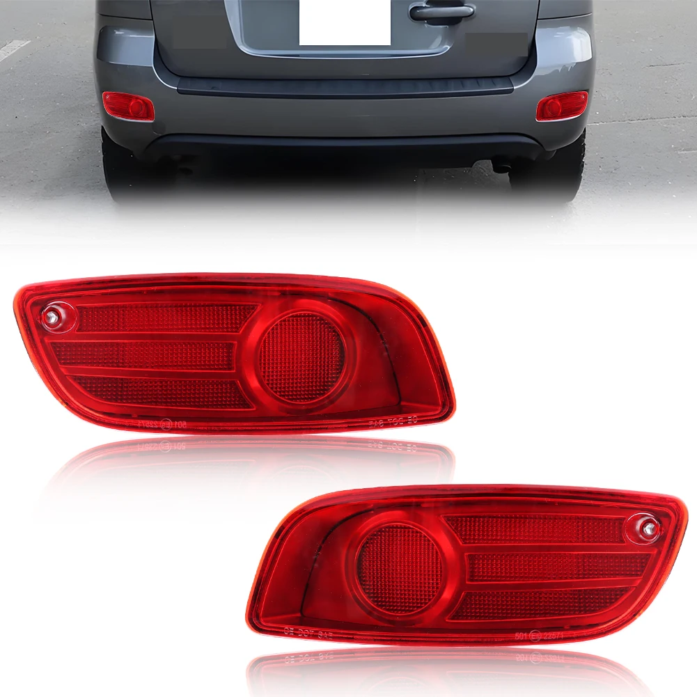 2Pcs Rear Bumper Reflector Light Tail Light Brake Light DRL Cover For 2007 2008 2009 Hyundai Santa Fe No Bulb/Socket Included