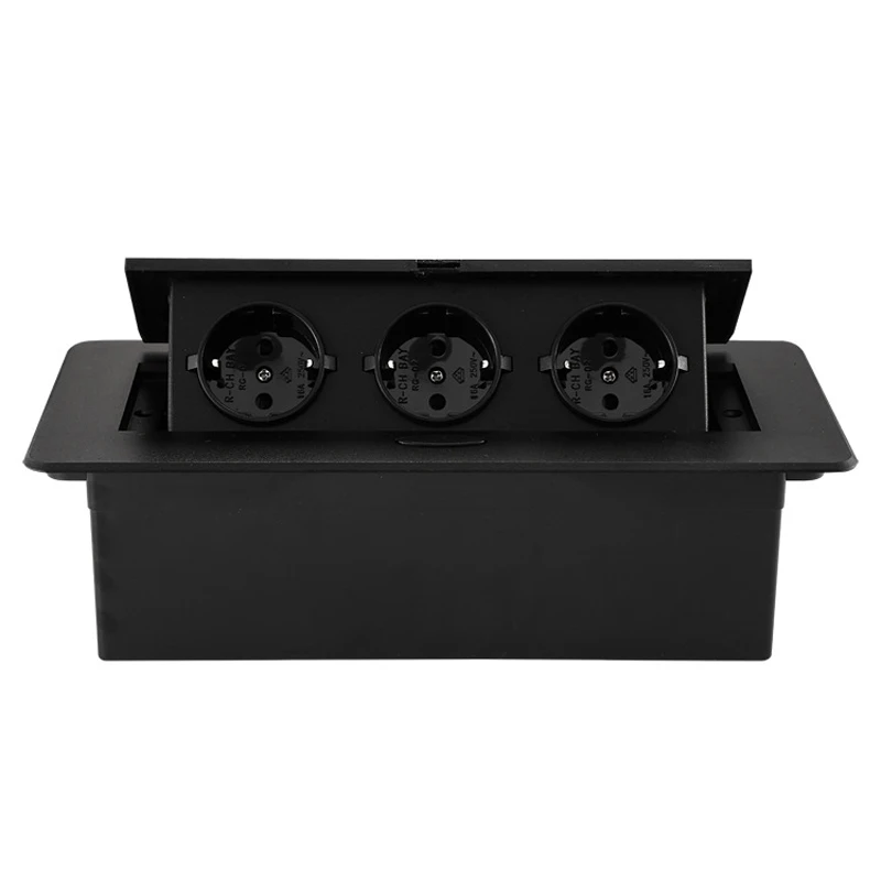 Imagem -06 - Soquete Pop-up Embutido Soquete de Mesa Prata Fonte de Alimentação de Conferência Oculta Todo o Alumínio ue fr Padrão Alemão