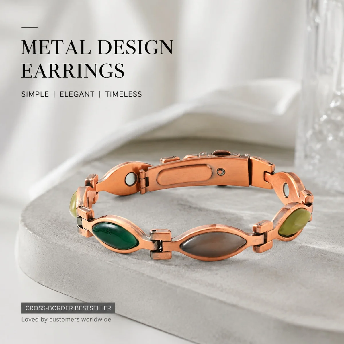 Vintage-Armband mit Kupferbeschichtung und Magnet, Magnettherapie-Armband für Damen und Herren, modischer Schmuck, Geschenk. – Detail 1