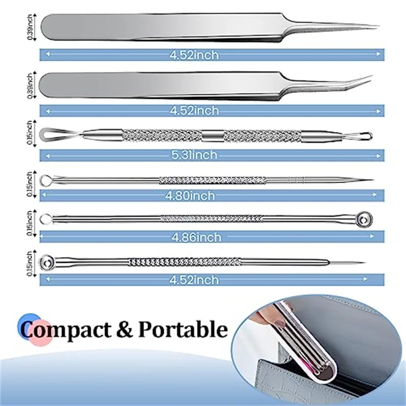 Kit d'Élimination des Points Noirs et de l'Acné, Nettoyeur de Points Noirs Grossiers, Extracteur de Comédons, Outil de Nettoyage en Profondeur, Outils de Soins de la Peau de l'Antarctique du Visage