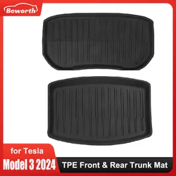 for Tesla Model 3 2024 Highland Front & Rear Trunk Storage Lower Mat TPE Cargo Liners Rubber Frunk Mat/Sub-Trunk Tray Waterproof