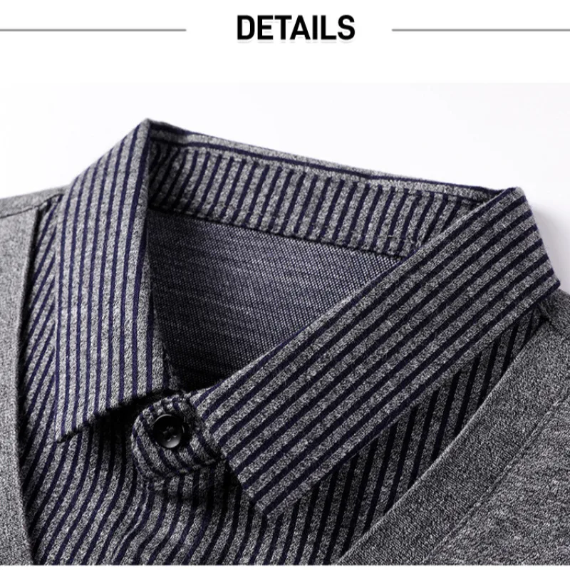 قميص مطرز بأكمام طويلة للرجال ، ملابس تريكة مزيفة من قطعتين ، موضة ، راقية