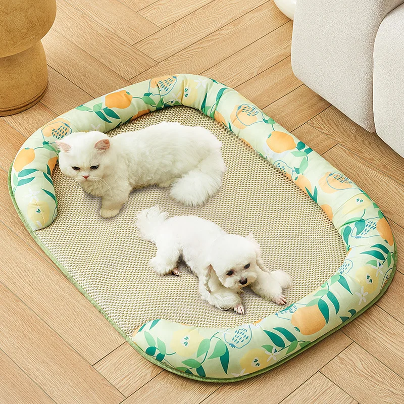 Dog Bed Mat Summer Cooling Pad Mat Pet Dog Sleeping Bed with Pillow Dogs Cats Ice Blanket Cooling Pet Bed Pet Ice Mattress