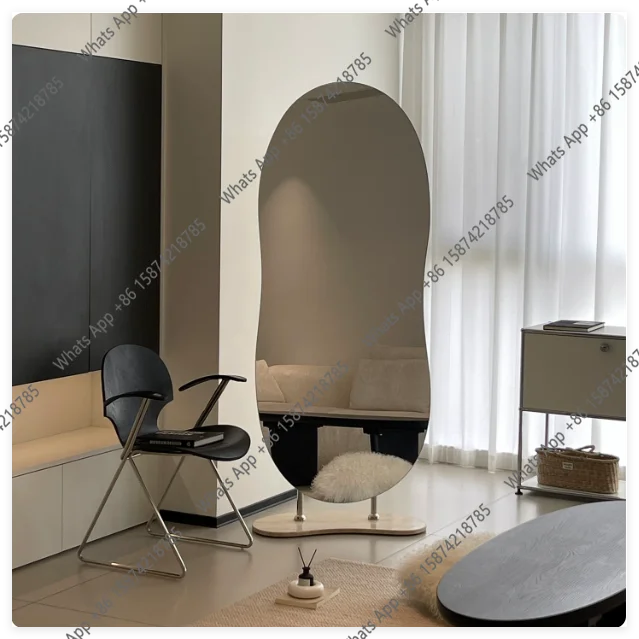 full-body mirror, travertine base floor mirror, clothing store fitting clothes,  high definition ultra-white glass mirror
